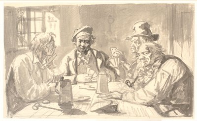 Kortspill i en tavernakjeller av Wilhelm Marstrand