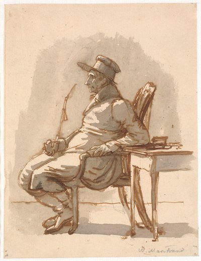 Mann med pipe og caps. Kunstnerens onkel av Wilhelm Marstrand