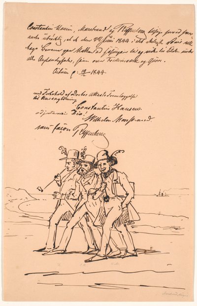 Marstrand, Constantin Hansen og Raffenberg på tur av Wilhelm Marstrand