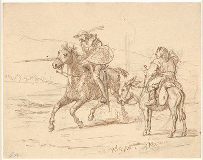 Mens Sancho ser på, angriper Don Quixote av Wilhelm Marstrand