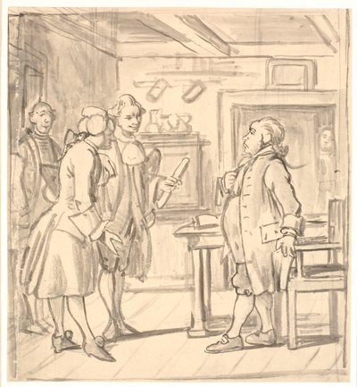 Rådmennenes gratulasjonsbesøk. (Den politiske pitcher) av Wilhelm Marstrand