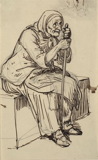 Sittende gammel kvinne av Wilhelm Marstrand