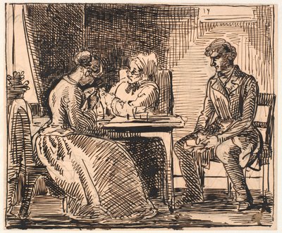 Utkast til "Picture of Everyday Life" (Beilerens besøk) av Wilhelm Marstrand