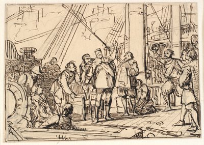 Utkast til maleriet i Chr. 4.s kapell i Roskilde "Chr. 4. om treenigheten" av Wilhelm Marstrand