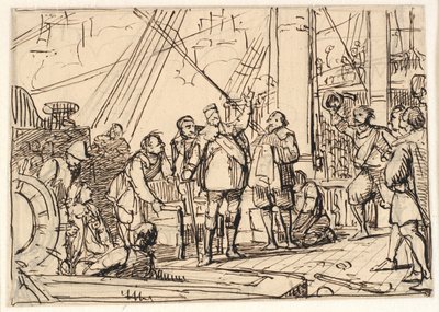 Utkast til maleriet i Chr. 4.s kapell i Roskilde "Chr. 4. om treenigheten" av Wilhelm Marstrand