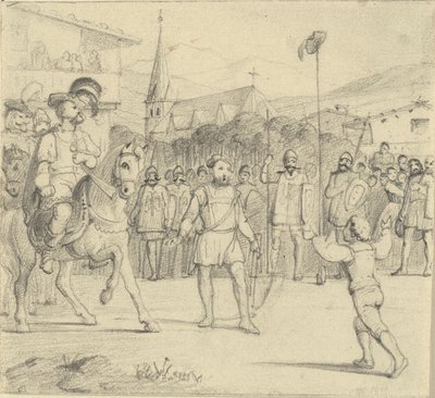 Wilhelm Tell har skutt eplet av sønnens hode av Wilhelm Marstrand