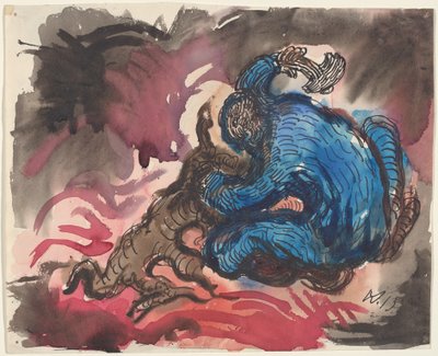 Hölzfaller (rekto) av Wilhelm Morgner