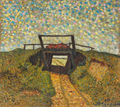 Landskap med en liten bro nær Soest, 1910. av Wilhelm Morgner