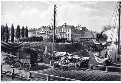 Utsikt over Mitau-slottet, ca. 1850 av Wilhelm Siegfried Stavenhagen