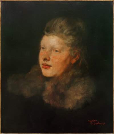 Blond med pels av Wilhelm Trübner