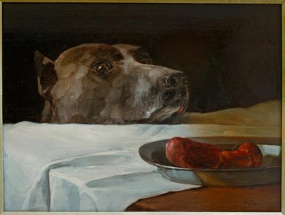 Grand Danois med pølsebolle av Wilhelm Trübner