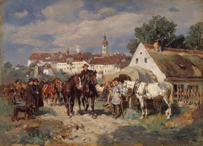The Horse Fair (olje på lerret) av Wilhelm Velten