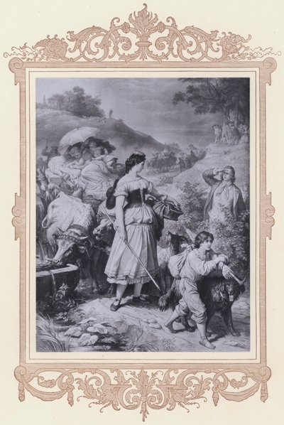 Dorothea og emigrantene, Hermann og Dorothea (litho) av Wilhelm von (after) Kaulbach