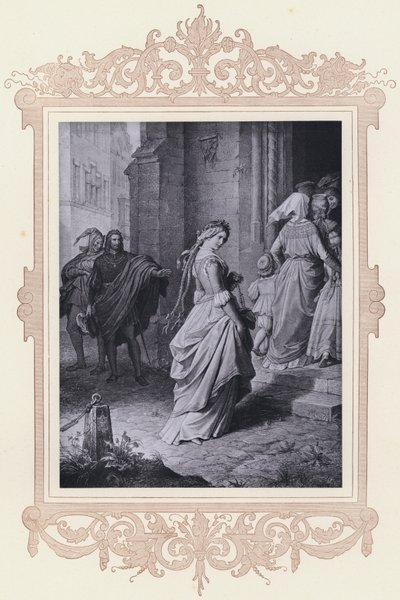 Gretchen, går til kirken (litho) av Wilhelm von (after) Kaulbach