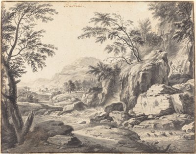 Klassisk landskap med en foss av Wilhelm von Bemmel