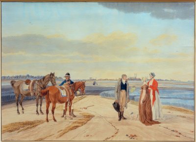 Avvist rytter med to kvinner foran München av Wilhelm von Kobell