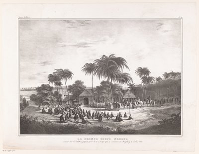 Aankomst av Prins Diepo Black i MagelangLe Prince Diepo Black (tittel på objekt) Atlas Memoirs on the War of the Island of Java 1825 til 1830 (serietittel) av Wilhelmus van Groenewoud