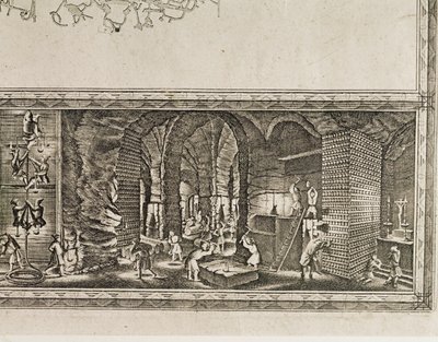 Die Salzminen von Wieliczka bei Krakau erzeugten etwa ein Drittel des Einkommens der polnischen Könige (Gravur) von Willem (c.1597-1660) Hondius