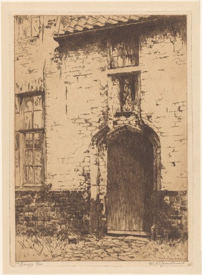 Brugge (original tittel på objekt) av Willem Adrianus Grondhout (signed by artist)