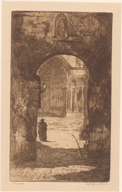 Chartres (original tittel på objekt) av Willem Adrianus Grondhout (signed by artist)