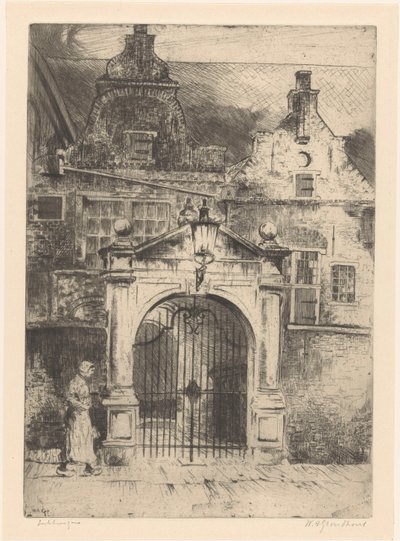 Enkhuizen (original tittel på objekt) av Willem Adrianus Grondhout (signed by artist)