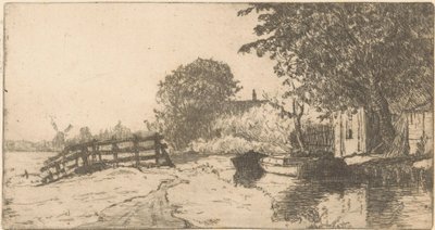 Hus på vannet i Binckhorst i Haag av Willem Adrianus Grondhout (signed by artist)