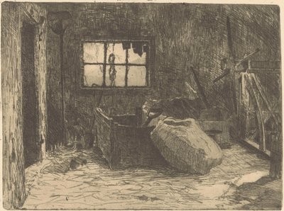 Interiør i en låve av Willem Adrianus Grondhout (signed by artist)