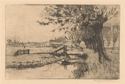 Grøft ved den kommunale gassfabrikken i Binckhorst i Haag av Willem Adrianus Grondhout (signed by artist)