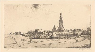 Veere (original tittel på objekt) av Willem Adrianus Grondhout (signed by artist)