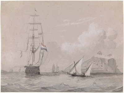 Hollandsk seilskip utenfor kysten av Gibraltar av Willem Anthonie van Deventer