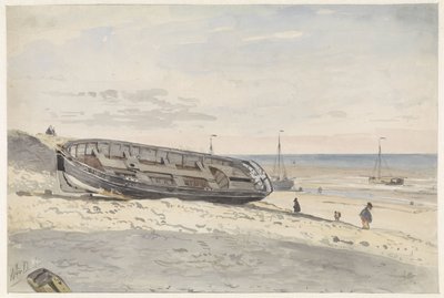 Båter på stranden av Willem Anthonie van Deventer