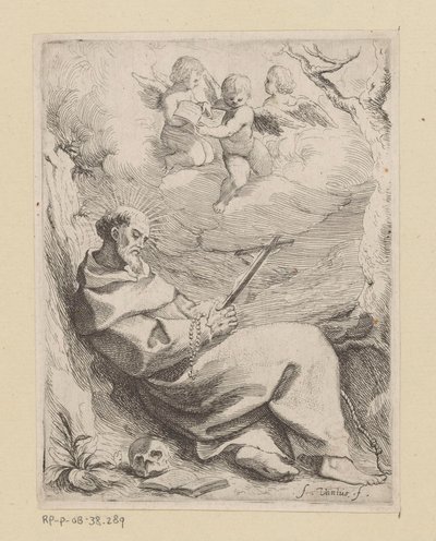 Den hellige Frans av Assisi med krusifiks av Willem Basse (attributed to)