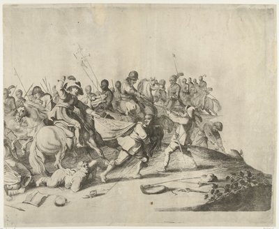 Kamp mellom ryttere og fotsoldater av Willem Basse