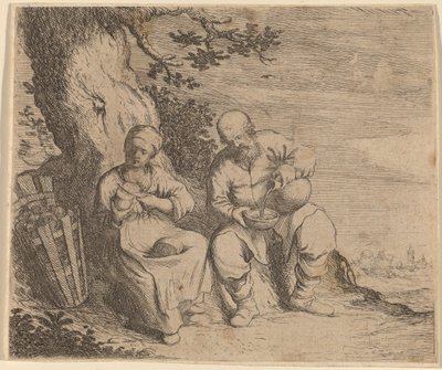 Bondepar som sitter under et tre, ca. 16301660. av Willem Basse