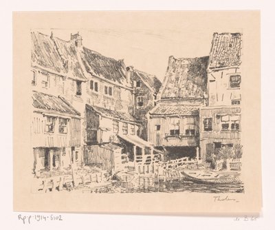 Baksiden av gamle hus, i Enkhuizen Gamle hus, Enkhuizen (original tittel) av Willem Bastiaan Tholen (signed by artist)