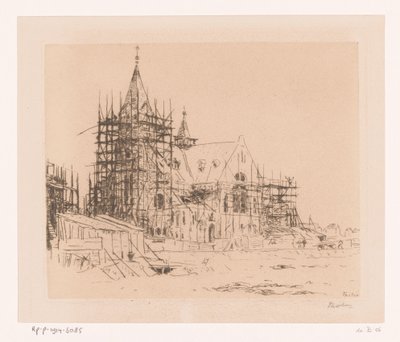 Kirke under bygging (original tittel) av Willem Bastiaan Tholen (signed by artist)