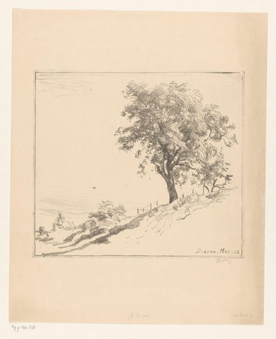 Landskap med et tre på en dike i Dieren Tre på dike (original tittel) av Willem Bastiaan Tholen (signed by artist)