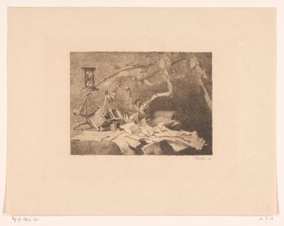 Stilleben med fallende og ødelagte gjenstander Slutt (original tittel) av Willem Bastiaan Tholen (signed by artist)