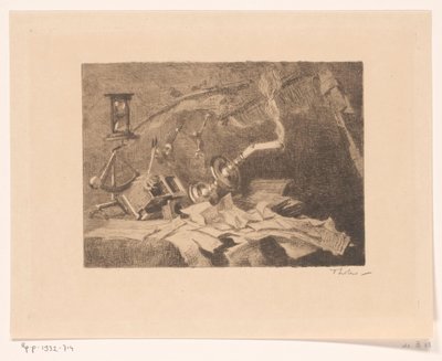 Stilleben med fallende og ødelagte gjenstander Slutt (original tittel) av Willem Bastiaan Tholen (signed by artist)