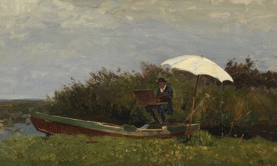 Paul Gabriël jobber i en båt. 1882 av Willem Bastiaan Tholen