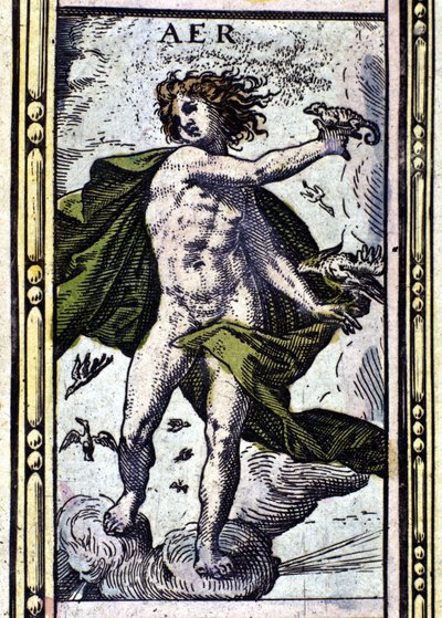 Air, et av de fire elementene representert i W. Blaeus Atlas trykt i Amsterdam i 1655. av Willem Blaeu