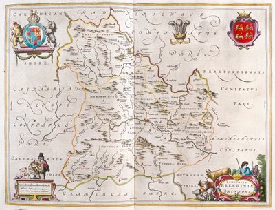 Breknoke, Wales, i #39;Theatrum Orbis Terrarum, sive Atlas Novus#39; av Willem Blaeu, Amsterdam av Willem Blaeu