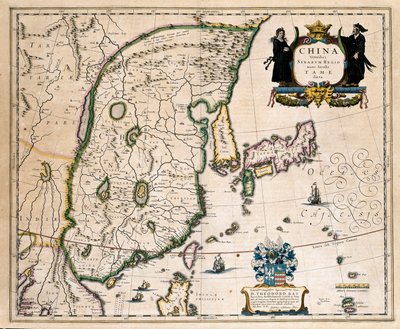 Kart over Kina, Japan og Korea. (gravering av Willem Blaeu
