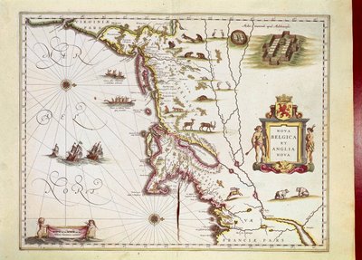 Kart over Nova Belgica eller New Belgium og over Anglia Nova eller New England av Willem Janszoon Blaeu av Willem Blaeu