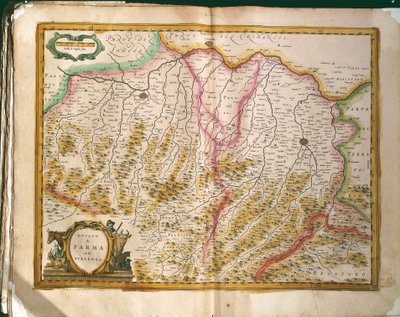 Kart over hertugdømmet Parma, gravering fra Regionum Italiae av Willem Blaeu, trykt i Italia av Willem Blaeu