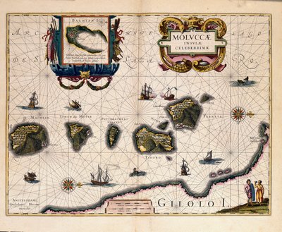 Kart over Molukkene øst for Indonesia. (gravering av Willem Blaeu