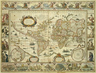 Nytt verdenskart og hydrografisk kart, Willem Janszoon Blaeu (1571-1638), Amsterdam av Willem Blaeu