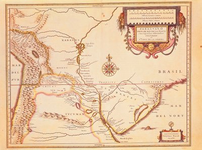 Rio de ll Plate, Silver River og Parana-bassenget i Paraguay, fra Willem Blaeus Atlas av Willem Blaeu