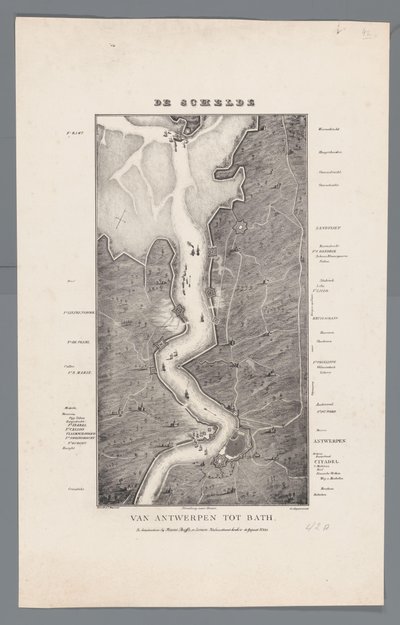 Walk of the Schelde fra Fort Bath til Antwerpen, 1832 Schelde fra Antwerpen til Bath (tittel på objekt) av Willem Charles Magnenat