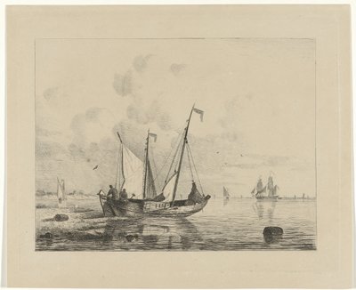 Seilskute med senkede seil av Willem Gruyter jr.